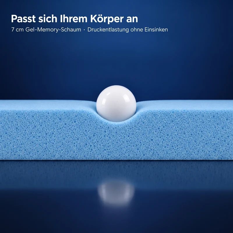 Premium+ Komfort Topper - Matratzen-Topper mit Gel-Memory-Schaum