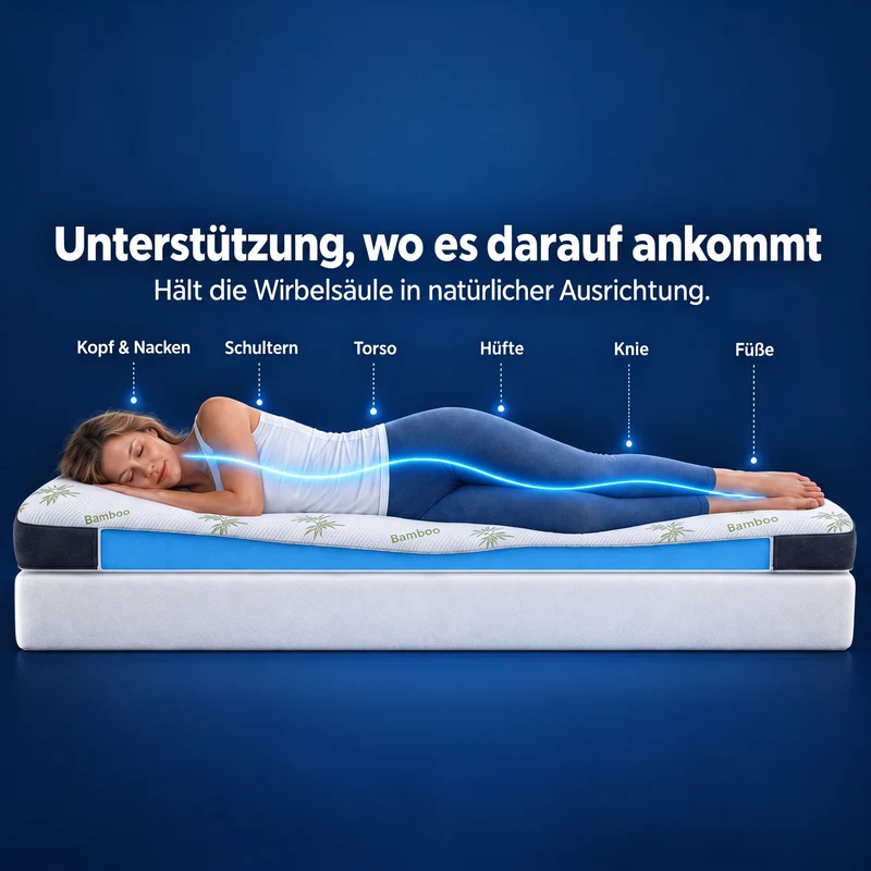 Premium Plus Komfort Topper - Matratzen-Topper mit Gel-Memory-Schaum