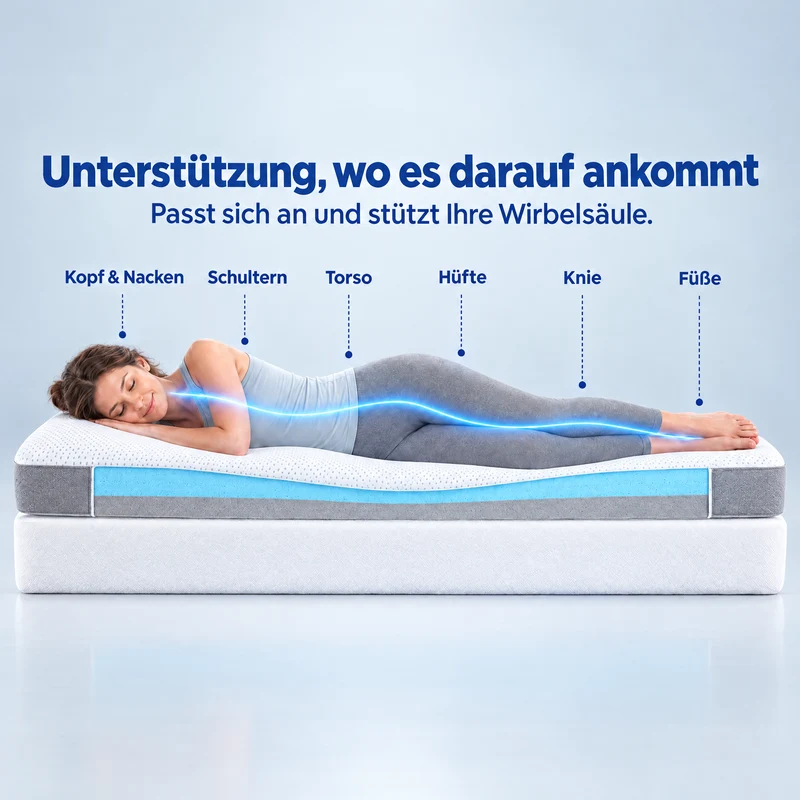 2-in-1 Komfort Topper - Duo Matratzen-Topper mit Gel-Memory-Schaum