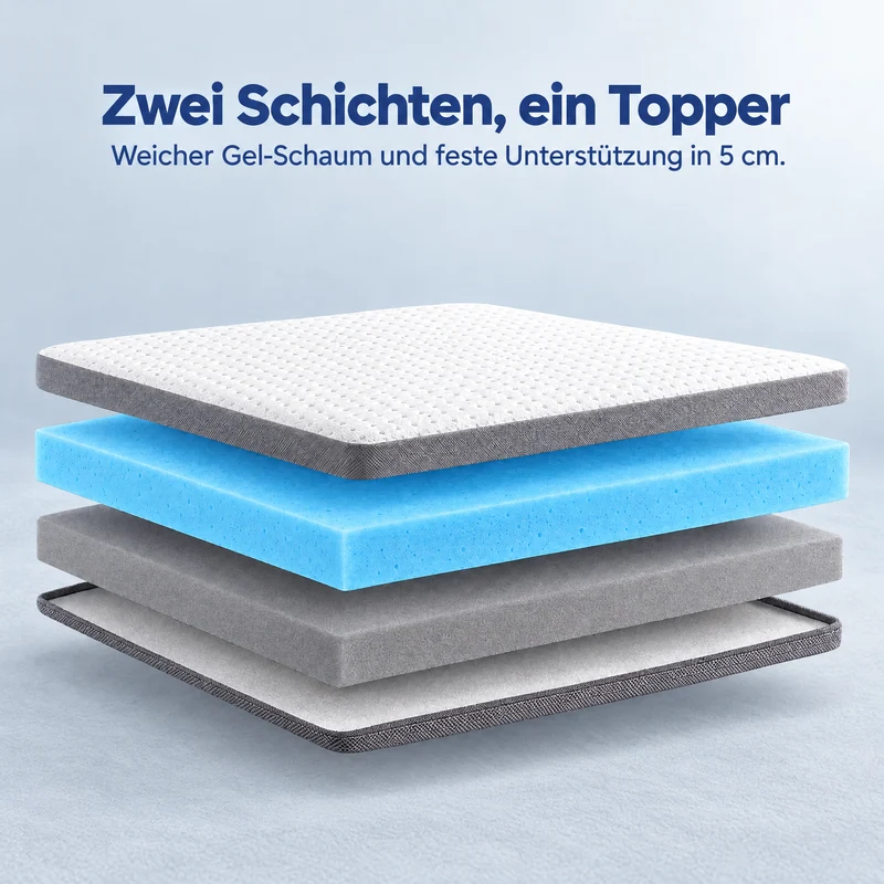 2-in-1 Komfort Topper - Duo Matratzen-Topper mit Gel-Memory-Schaum