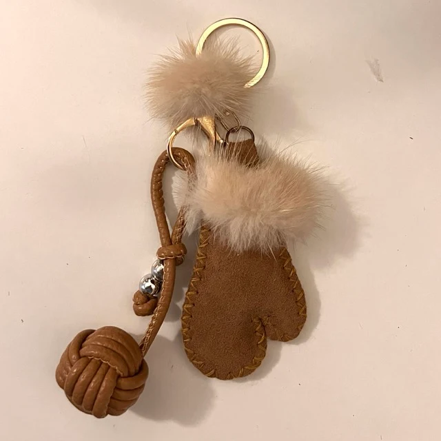 Taschen Anhänger Fell Handschuh