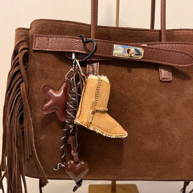Taschen Anhänger Fell Stiefel