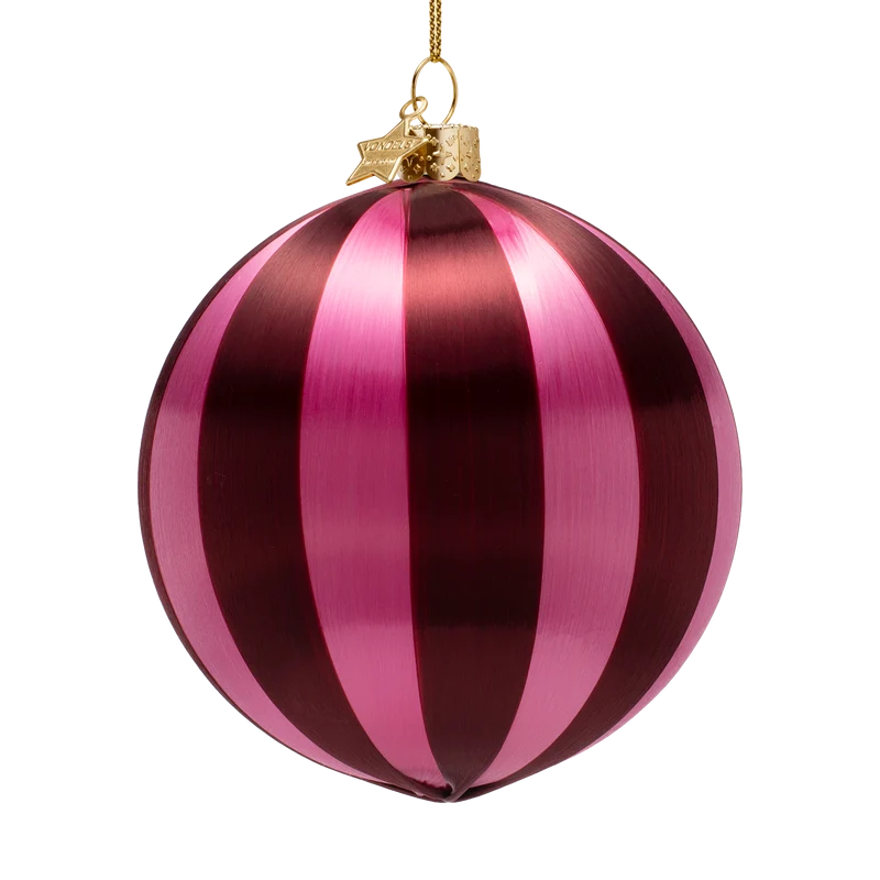 Christbaumkugeln, Streifen burgunderrot-rosa