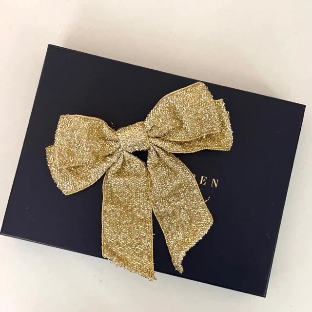 2-er Set Christbaumschmuck Samtschleife gold Glitzer