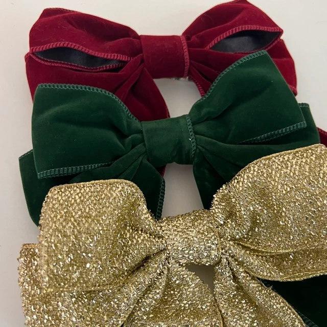2-er Set Christbaumschmuck Samtschleife gold Glitzer