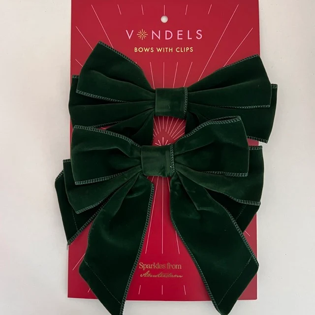 2-er Set Christbaumschmuck Samtschleife dunkelgrün