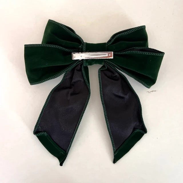 2-er Set Christbaumschmuck Samtschleife dunkelgrün