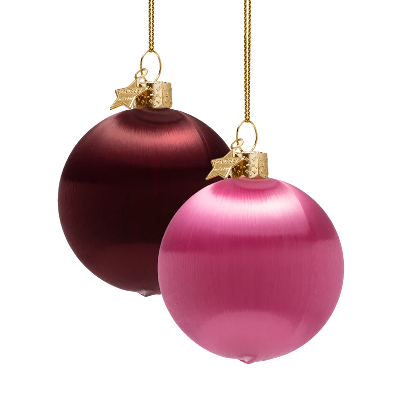Christbaumkugeln, burgunderrot-rosa, 4er-Set