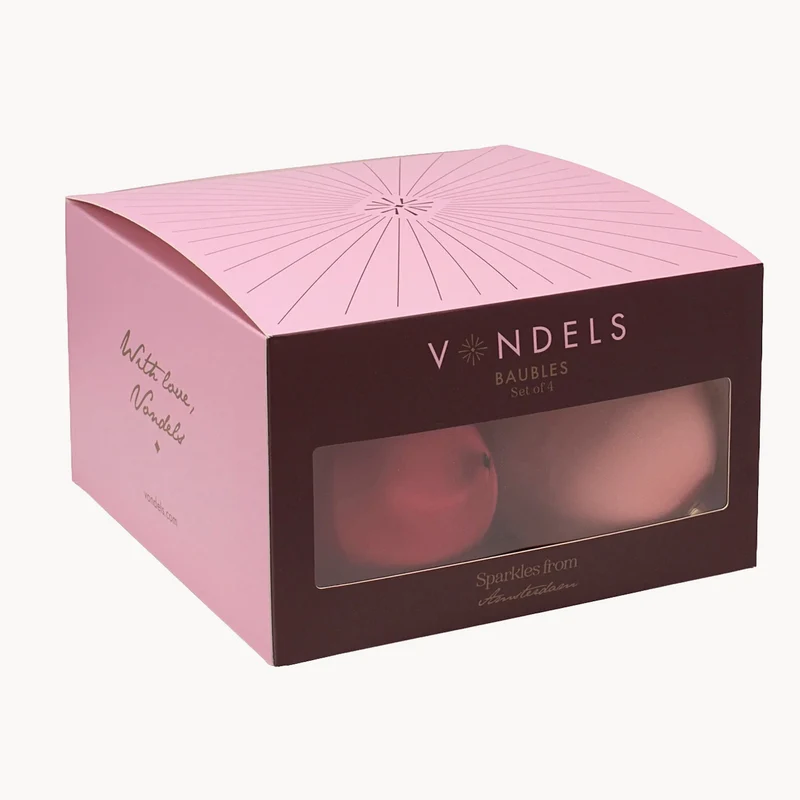 Christbaumkugeln, burgunderrot-rosa, 4er-Set