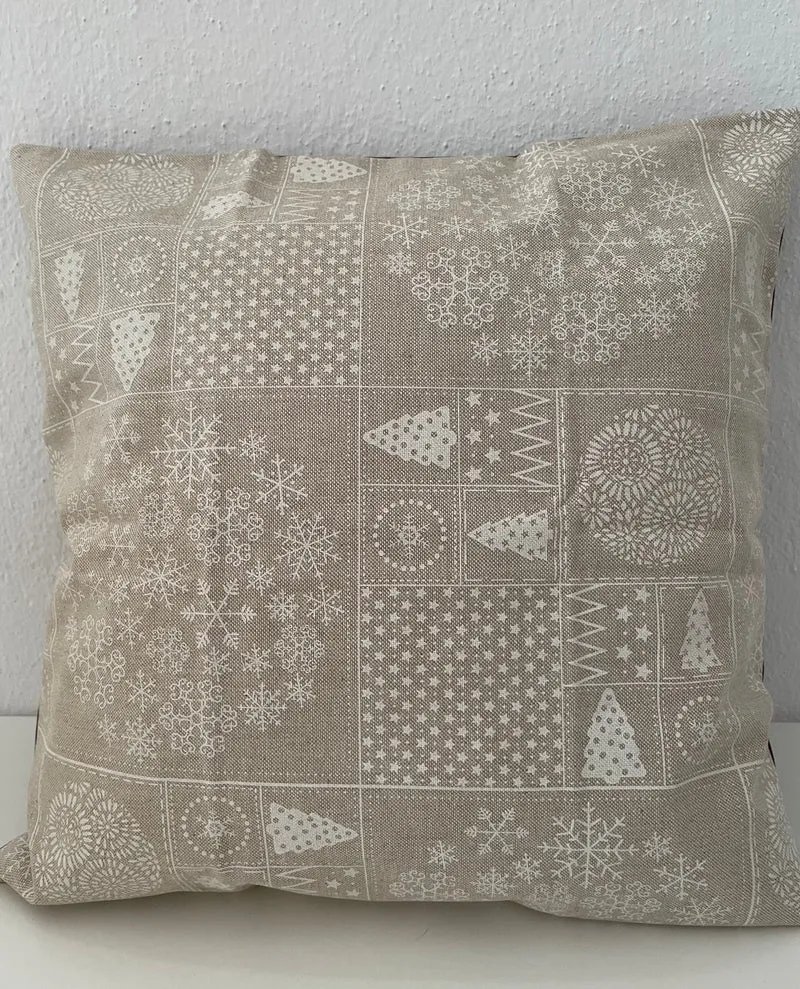 Weihnachtliche Kissenhülle * Kissenbezug, beige/braun