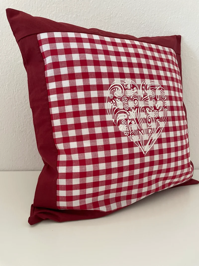 Landhausstil Kissenhülle, Kissenbezug, rot/weiß kariertes Dekokissen