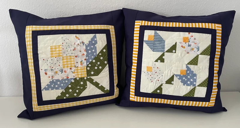 Patchwork Kissenhülle, Landhausstil Kissenbezug, blau/grün/gelb 40x40cm