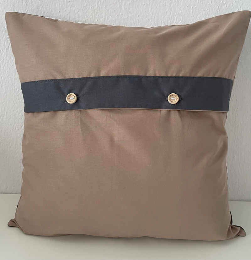 Patchwork Kissenhülle, Landhausstil Kissenbezug, braun/gelb/grün/beige/grau 40x40cm