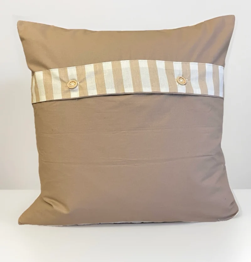 Patchwork Kissenhülle, Landhausstil Kissenbezug, beige/weiß/grau 40x40cm