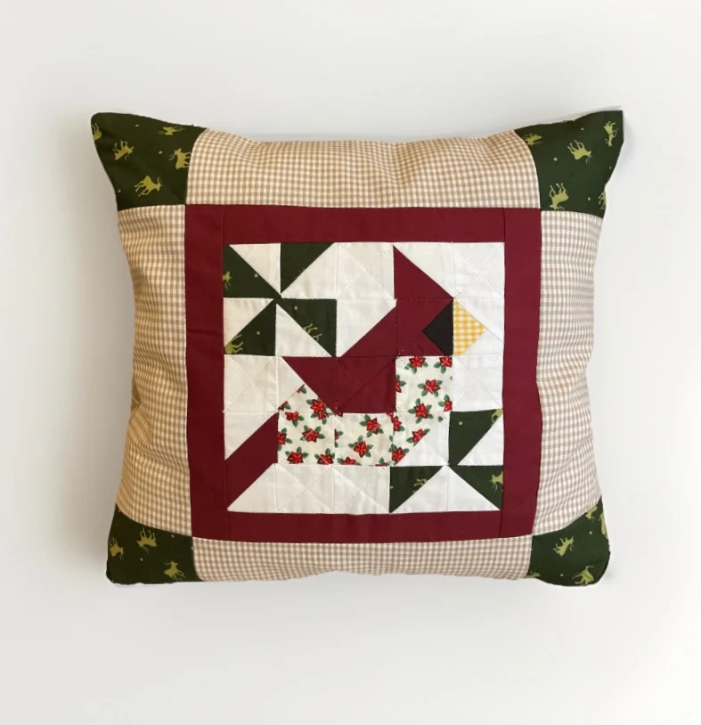 Patchwork Kissenhülle, Landhausstil Kissenbezug,Vogel, beige/rot/grün/braun
