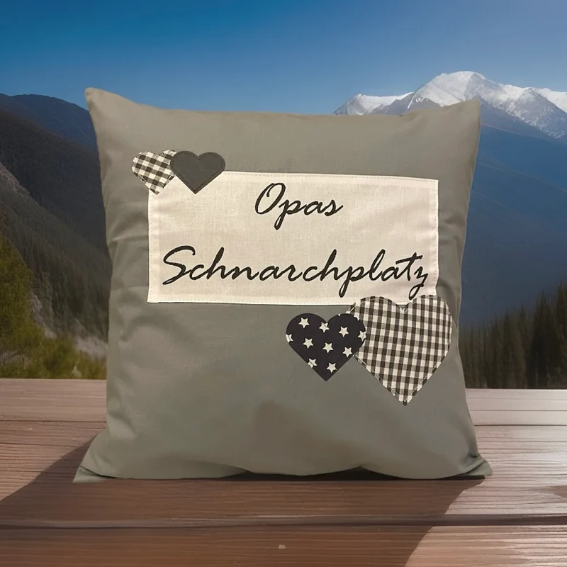 Landhausstil Kissenhülle * Kissenbezug * Dekokissen grau * Opas Schnarchplatz *