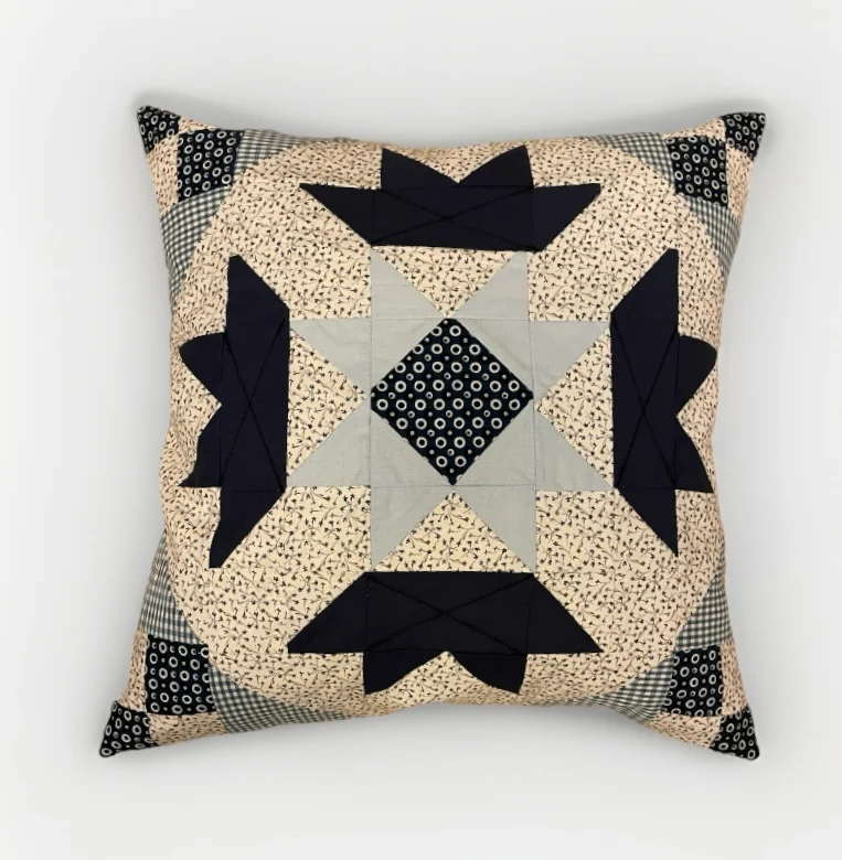 Patchwork Kissenhülle, Landhausstil Kissenbezug, blau/weiß 40x40cm