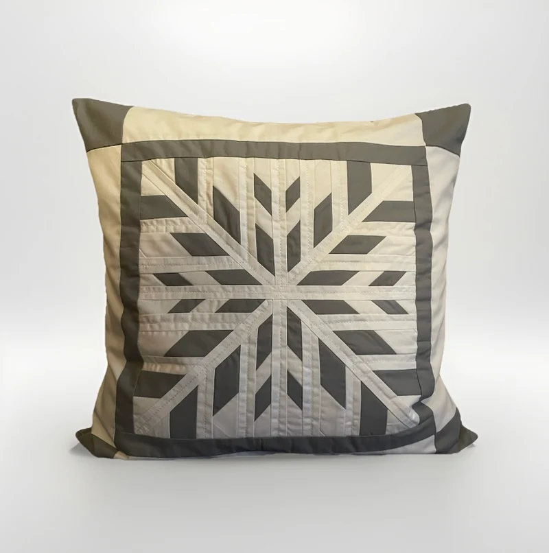 Patchwork Kissenhülle, Landhausstil Kissenbezug, grau/weiß 50x50cm