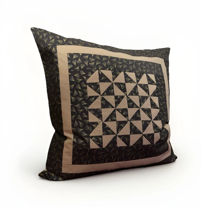 Patchwork Kissenhülle, Landhausstil Kissenbezug, grau/beige 50x50cm