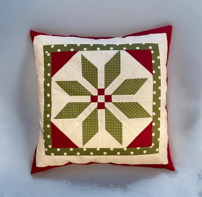 Patchwork Kissenhülle, Landhausstil Kissenbezug, rot/grün/weiß 40x40cm