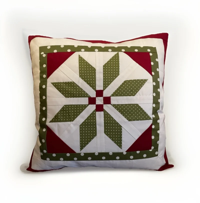 Patchwork Kissenhülle, Landhausstil Kissenbezug, rot/grün/weiß 40x40cm
