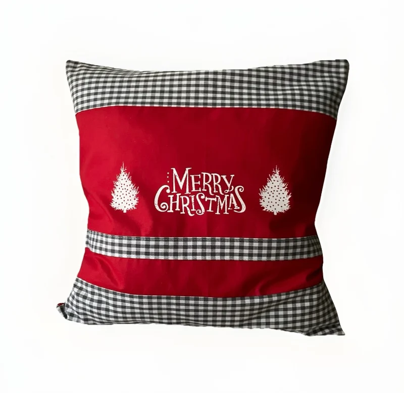 Weihnachtliche Kissenhülle * Landhausstil Kissenbezug * Dekokissen *rot/grau