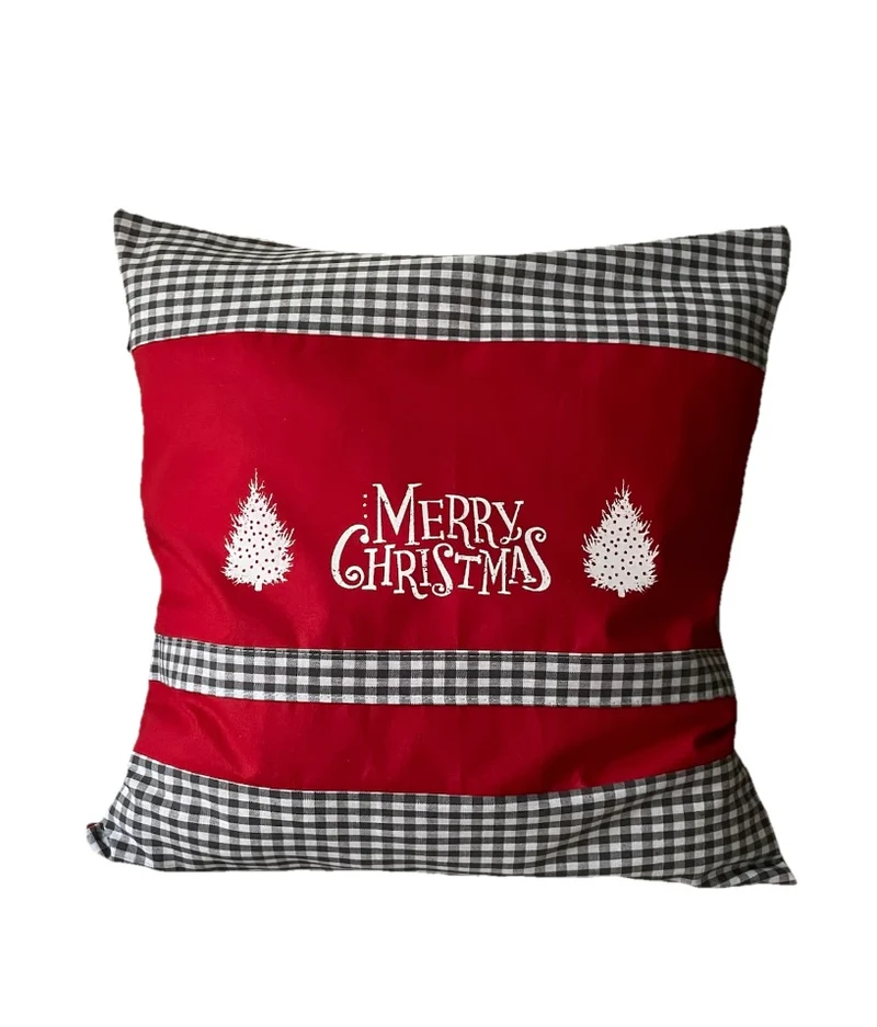 Weihnachtliche Kissenhülle * Landhausstil Kissenbezug * Dekokissen *rot/grau