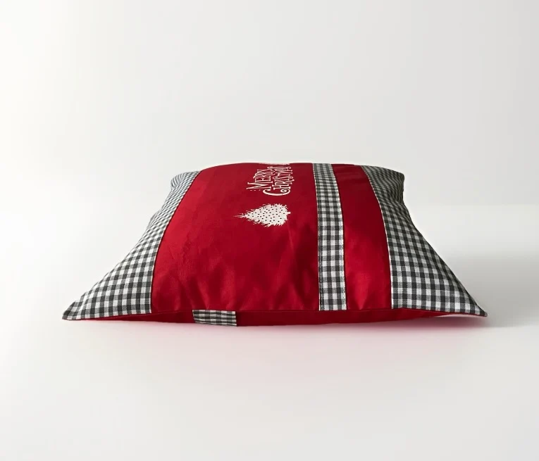 Weihnachtliche Kissenhülle * Landhausstil Kissenbezug * Dekokissen *rot/grau