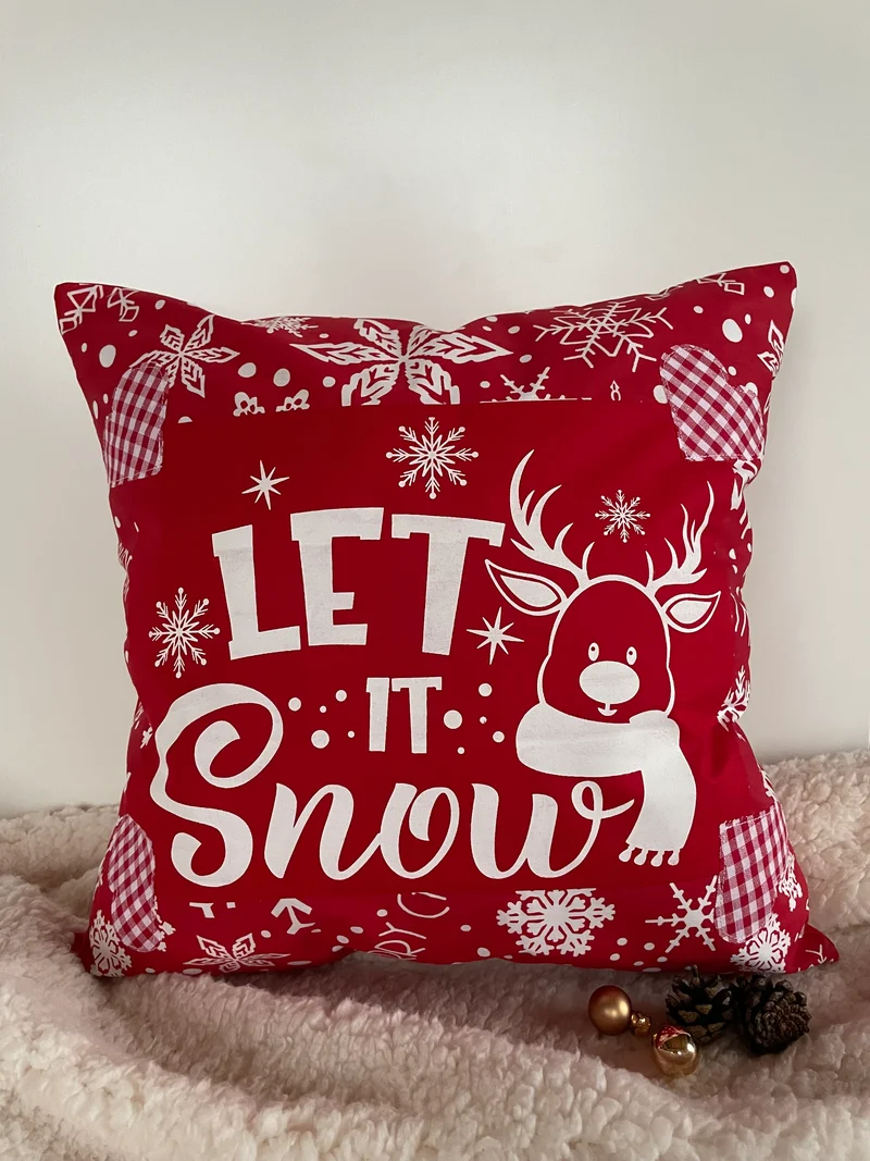 Weihnachtliche Kissenhülle * Landhausstil Kissenbezug * Dekokissen *rot/weiß