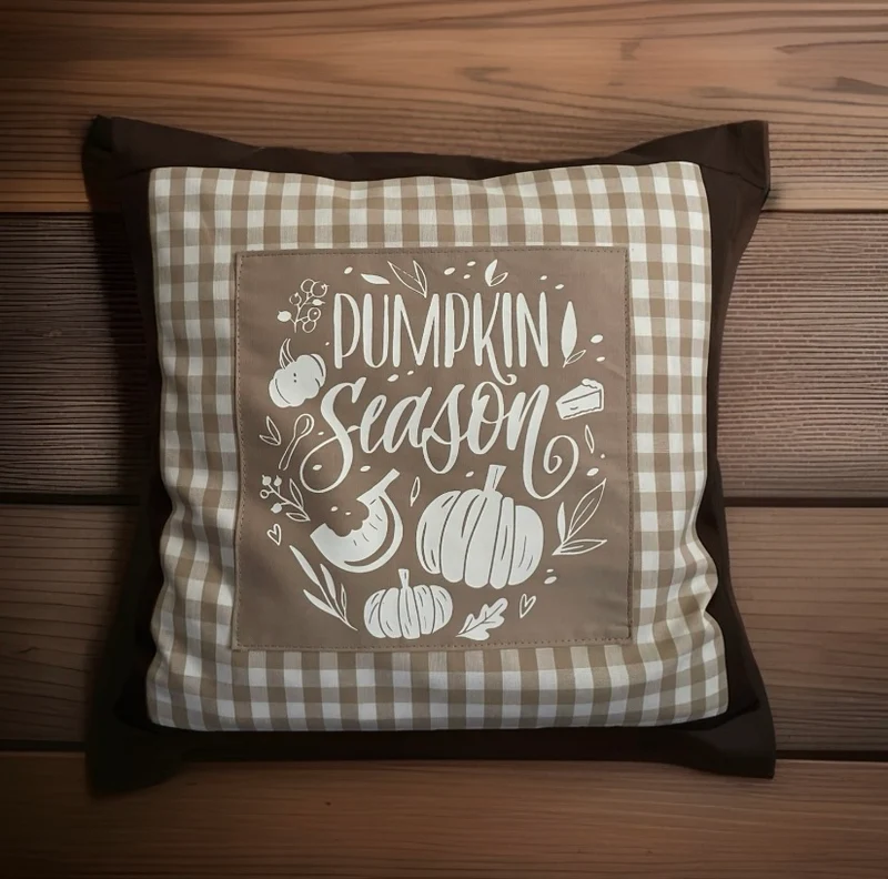 Landhausstil Kissenhülle, Kissenbezug, Dekokissen *Herbst* Braun/beige kariert