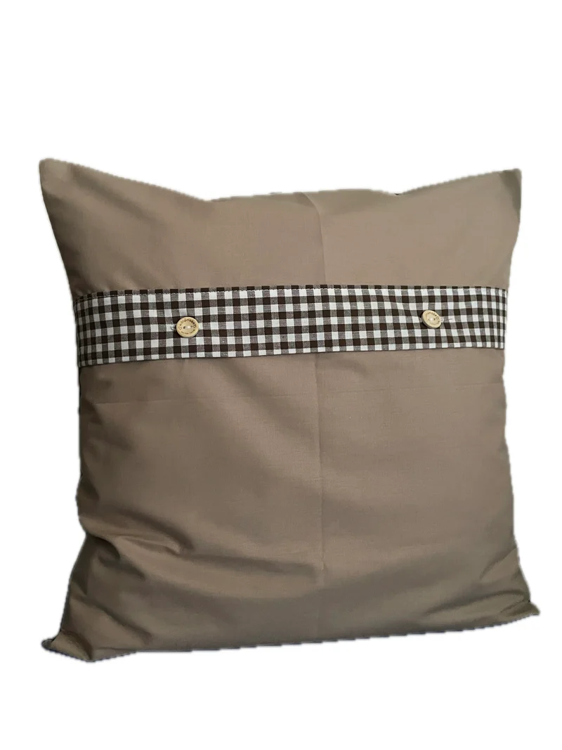 Landhausstil Kissenhülle, Kissenbezug, Dekokissen, Braun/beige kariert