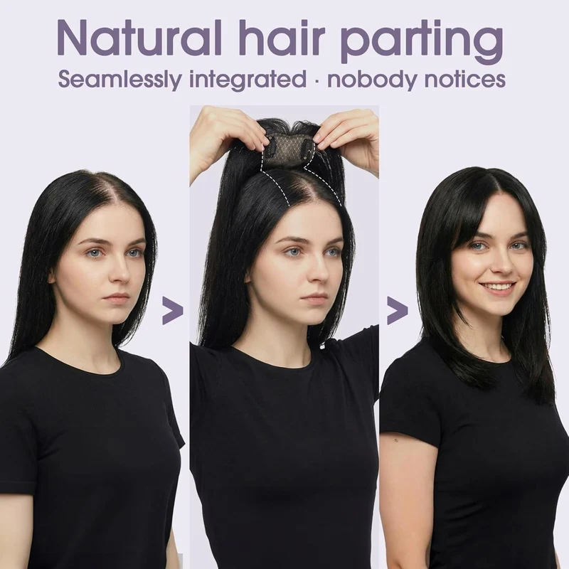 Echthaar Topper mit Pony – Volumen & natürliche Verdichtung