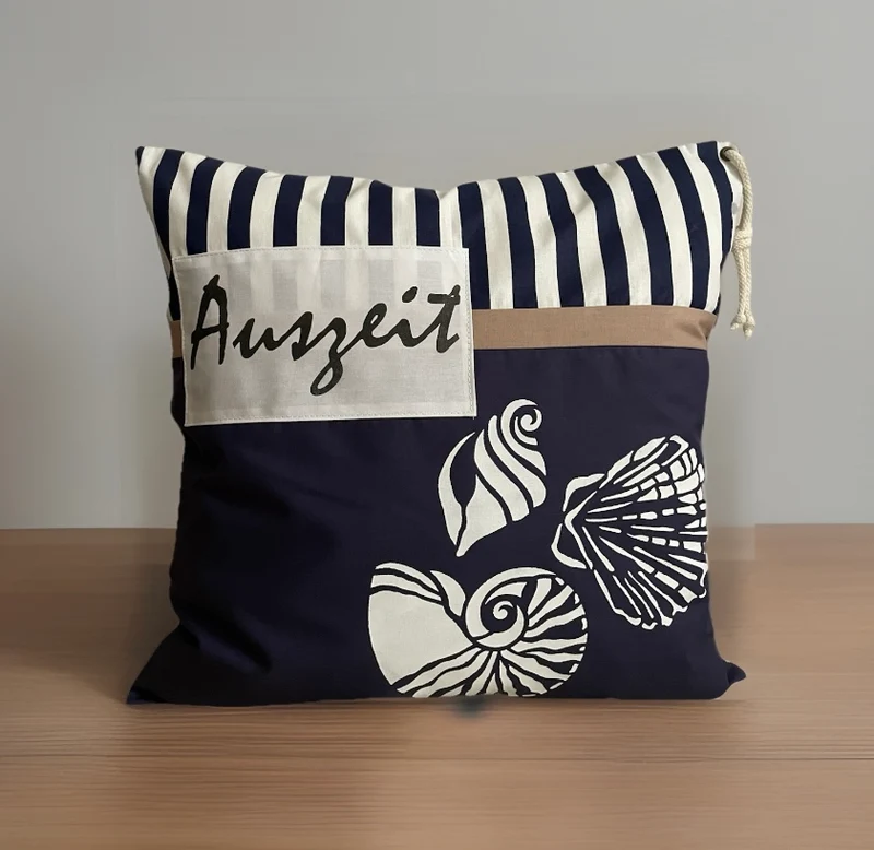 Maritime Kissenhülle, Landhausstil Kissenbezug, Dekokissen * Auszeit*blau/weiß
