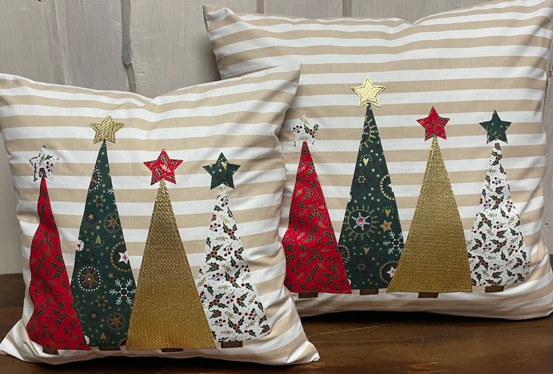 1x Weihnachtliche Landhausstil Kissenhülle * Kissenbezug * Dekokissen * beige weiß gestreift
