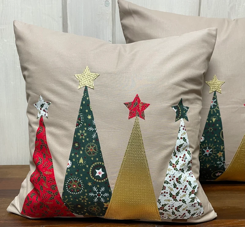 1x Weihnachtliche Landhausstil Kissenhülle * Kissenbezug * Dekokissen * beige weiß gestreift