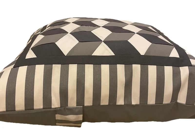 Patchwork Kissenhülle in 3D Optik, Landhausstil Kissenbezug, grau/weiß/anthrazit