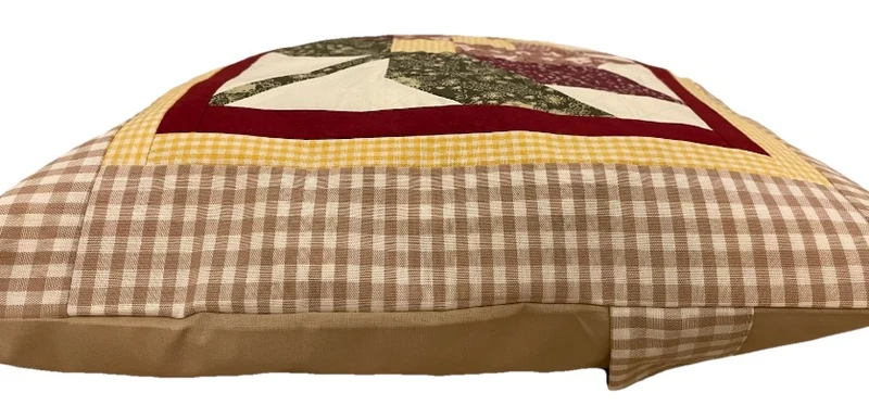 Patchwork Kissenhülle, Landhausstil Kissenbezug, beige/creme/rot/grün