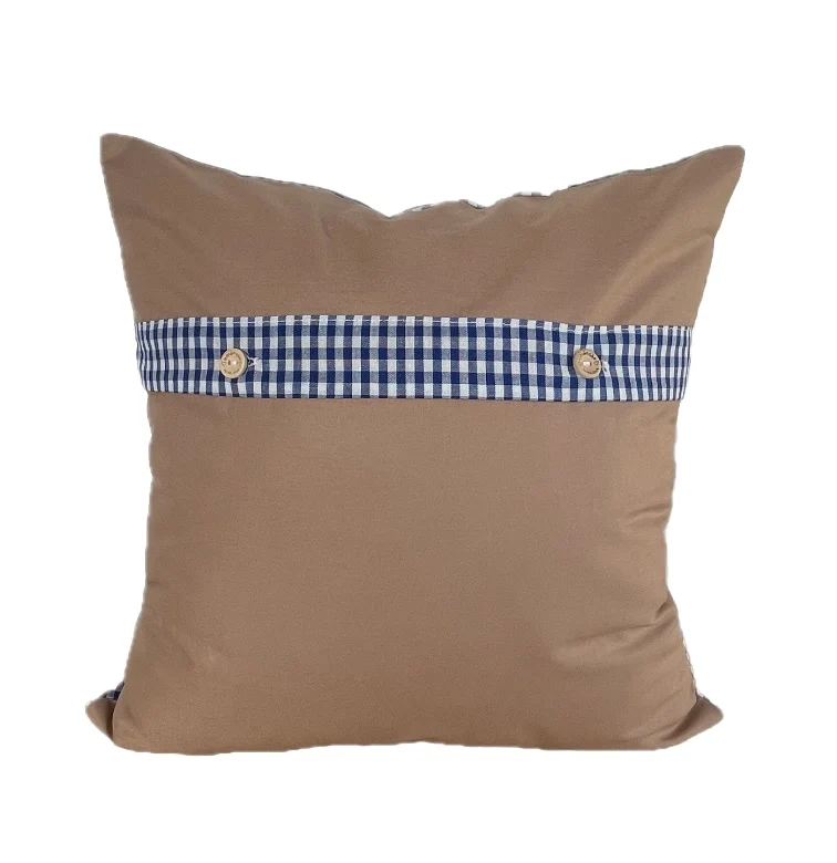 Landhausstil Kissenhülle * Kissenbezug * blau/weiß kariertes Dekokissen * Kuh *