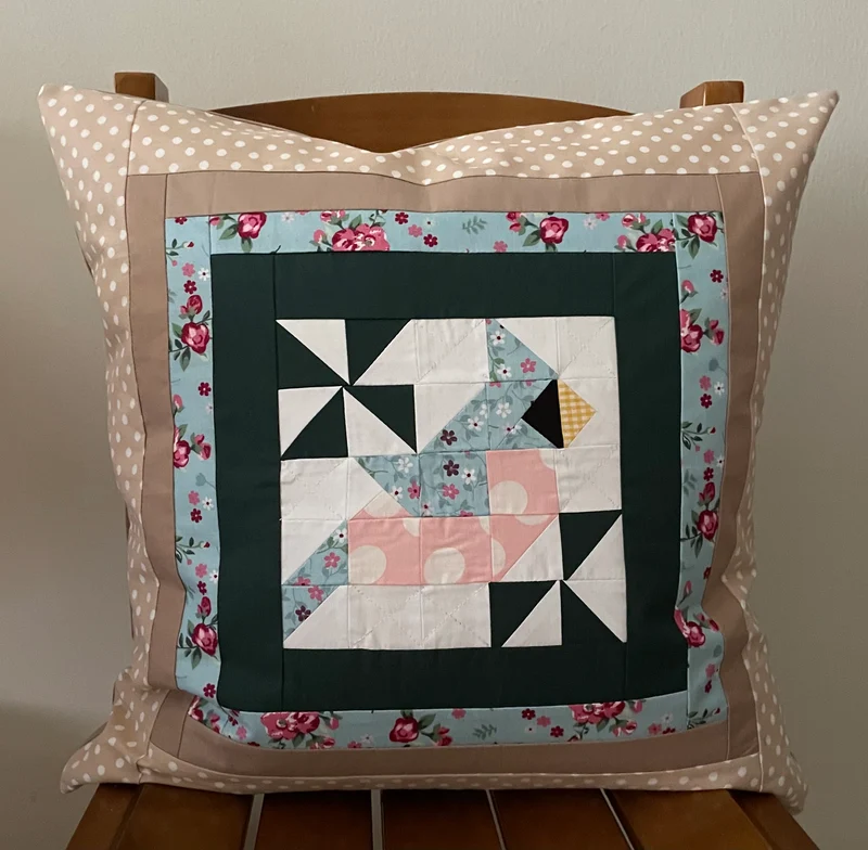 Patchwork Kissenhülle, Landhausstil Kissenbezug, Vogel