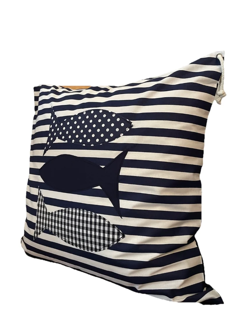 Maritime Kissenhülle, Landhausstil Kissenbezug * Fische *blau/weiß