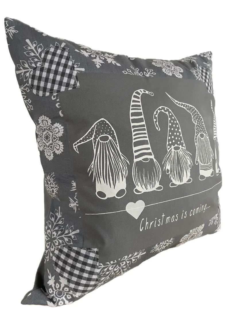 Weihnachtliche Kissenhülle * Landhausstil Kissenbezug * Dekokissen *grau/weiß