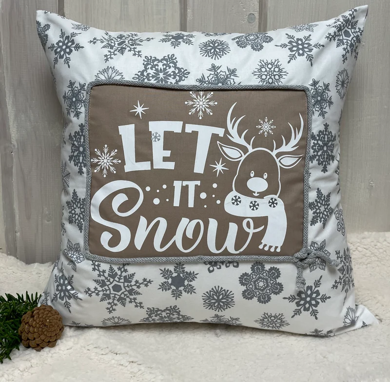 1x Weihnachtliche Landhausstil Kissenhülle * Kissenbezug * Dekokissen * weiß/grau