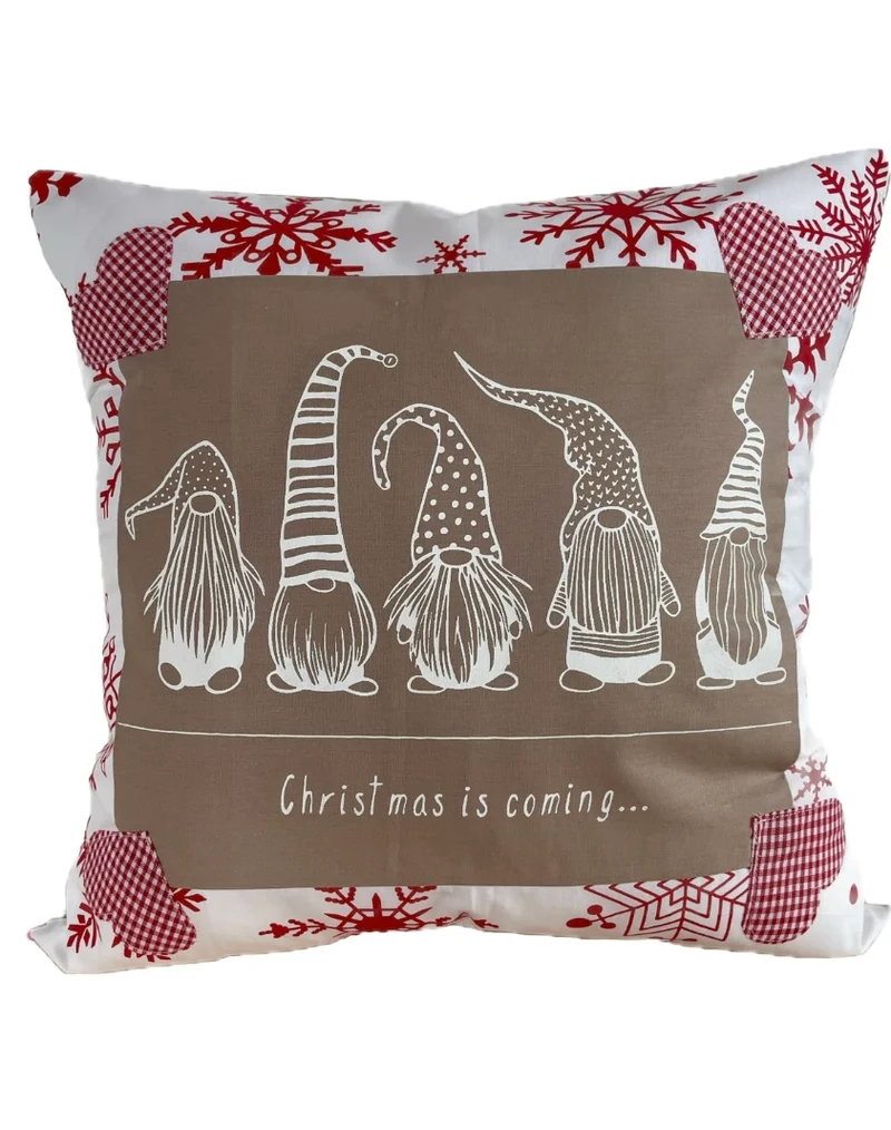 Weihnachtliche Kissenhülle * Landhausstil Kissenbezug * Dekokissen * rot/weiß/beige