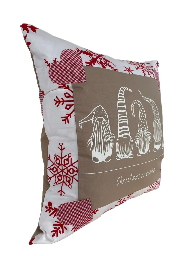 Weihnachtliche Kissenhülle * Landhausstil Kissenbezug * Dekokissen * rot/weiß/beige