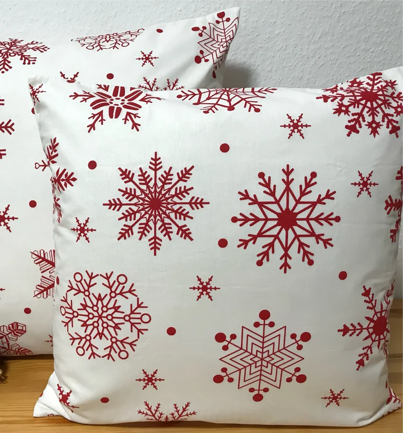 1x Weihnachtliche Landhausstil Kissenhülle * Kissenbezug * Dekokissen * weiß/rot