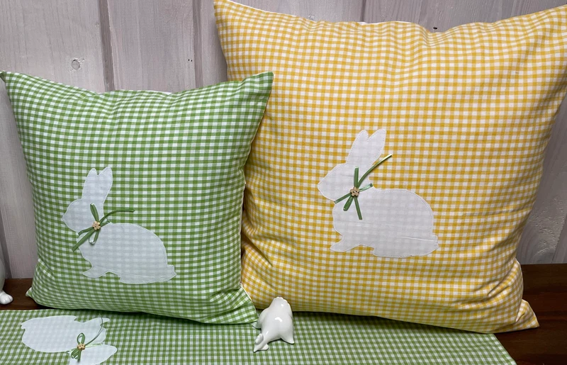 1 Landhausstill Kissenhülle, Kissenbezug, Osterkissen,Ostern gelb/weiß
