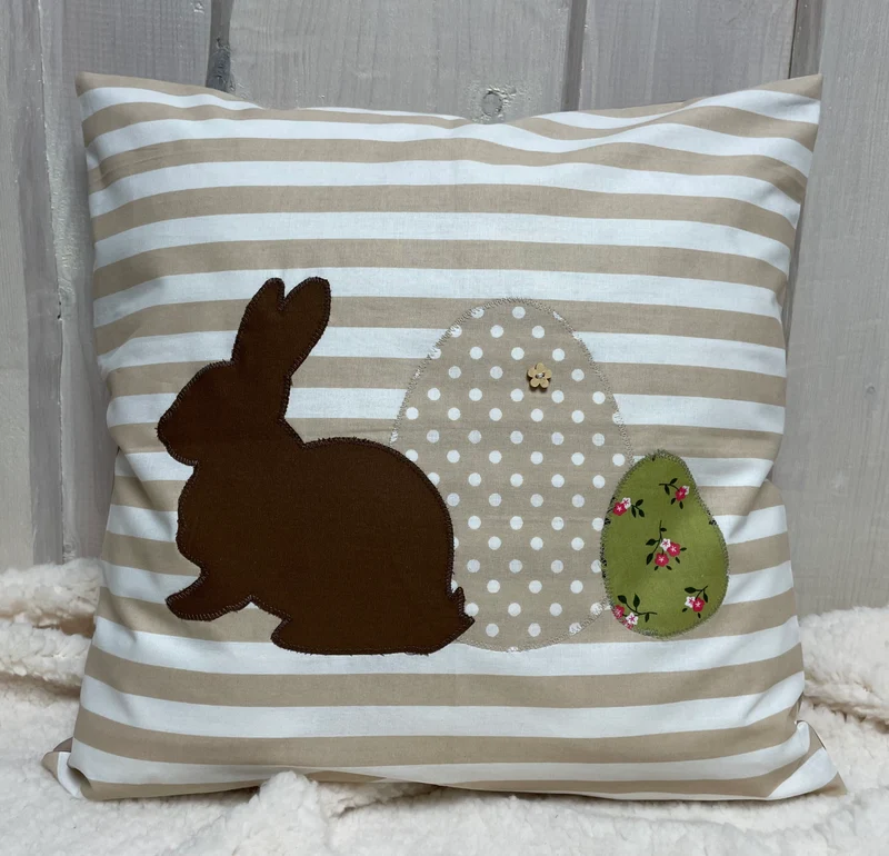 1 Landhausstill Kissenhülle, Kissenbezug, Osterkissen,Ostern beige/braun