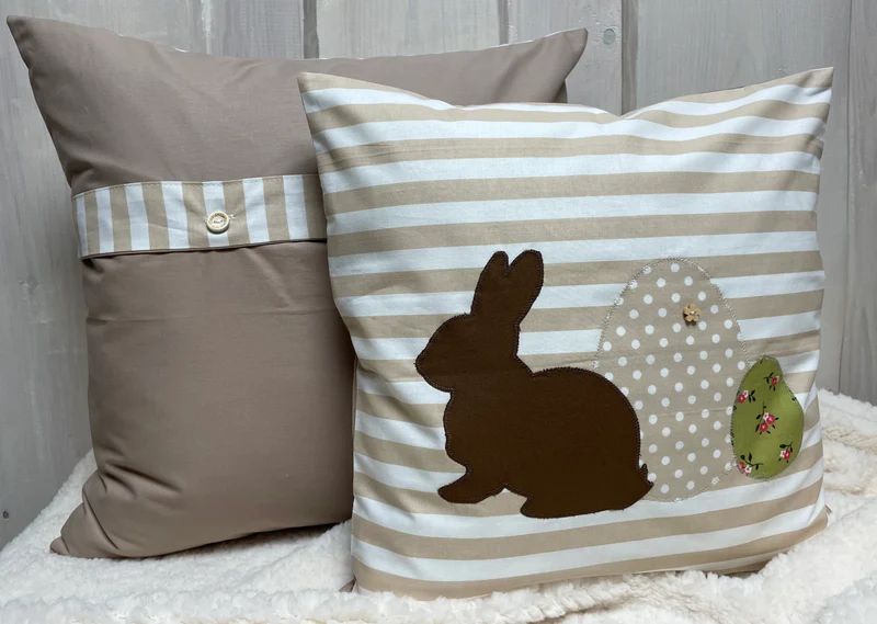 1 Landhausstill Kissenhülle, Kissenbezug, Osterkissen,Ostern beige/braun