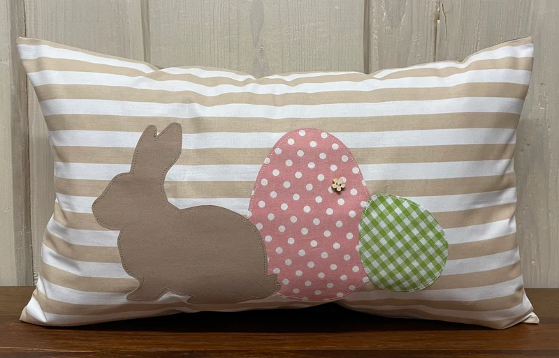 1 Landhausstill Kissenhülle & Kissen, Osterkissen,Ostern beige/weiß 30x50cm.