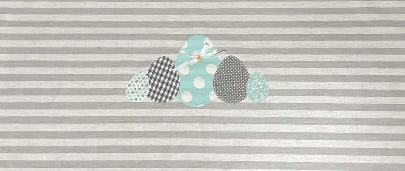 1x Landhausstil Tischläufer, Tischdecke, Ostertischdecke, Tischläufer Ostern grau/weiß, 40x90cm.